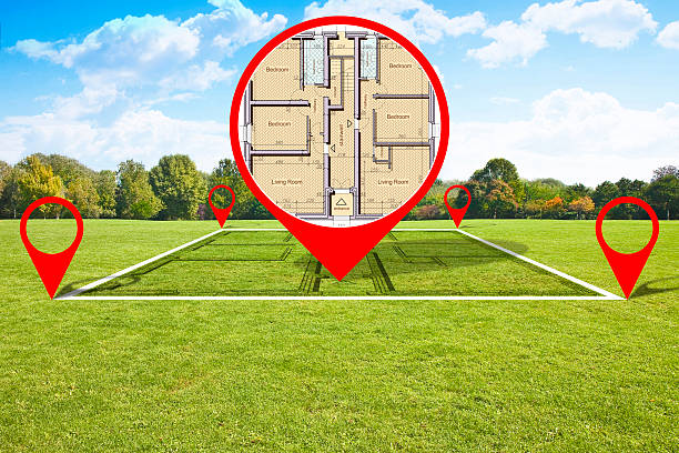 LAND PLOT MANAGEMENT - REAL ESTATE CONCEPT WITH A VACANT LAND FOR BUILDING CONSTRUCTION - Imaginary allotment plan for the construction of new residential building